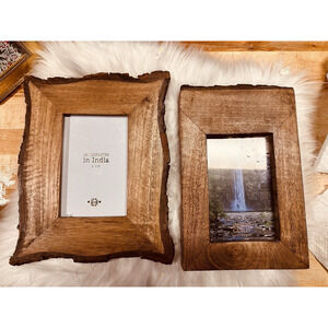 Pair Wood Live Edge Rustic Farmhouse 4x6 Table Photo Picture Wooden Bark Frame